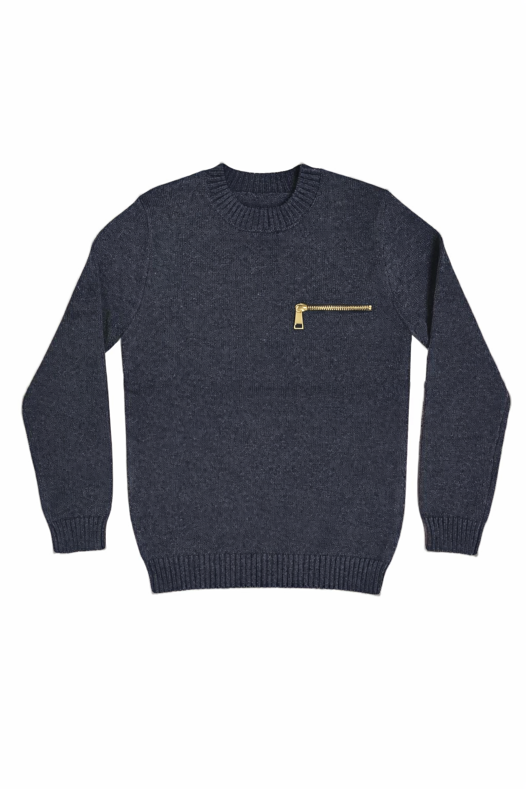 top l/s knit zipper sweater - blue