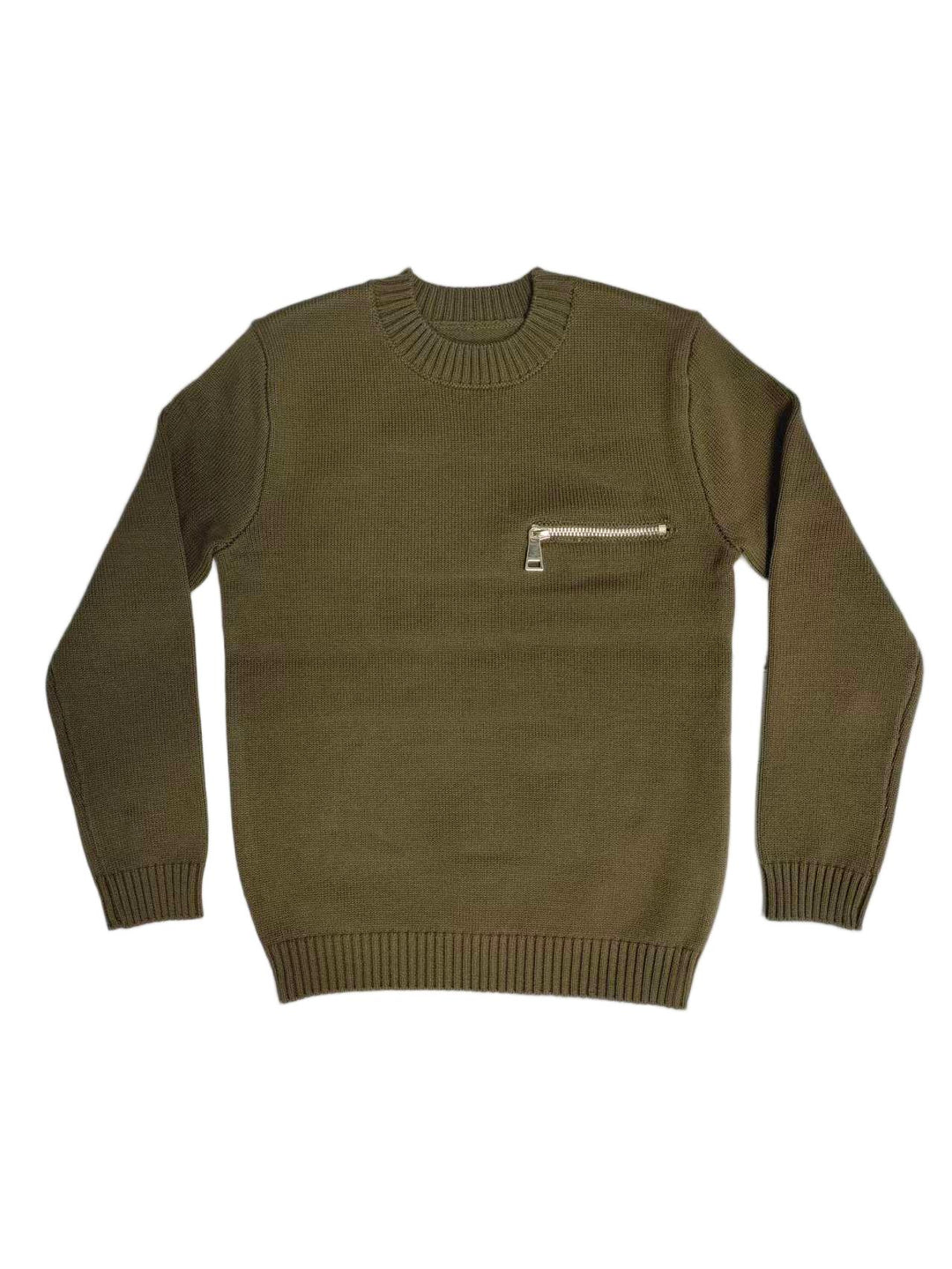top l/s knit zipper sweater - mustard