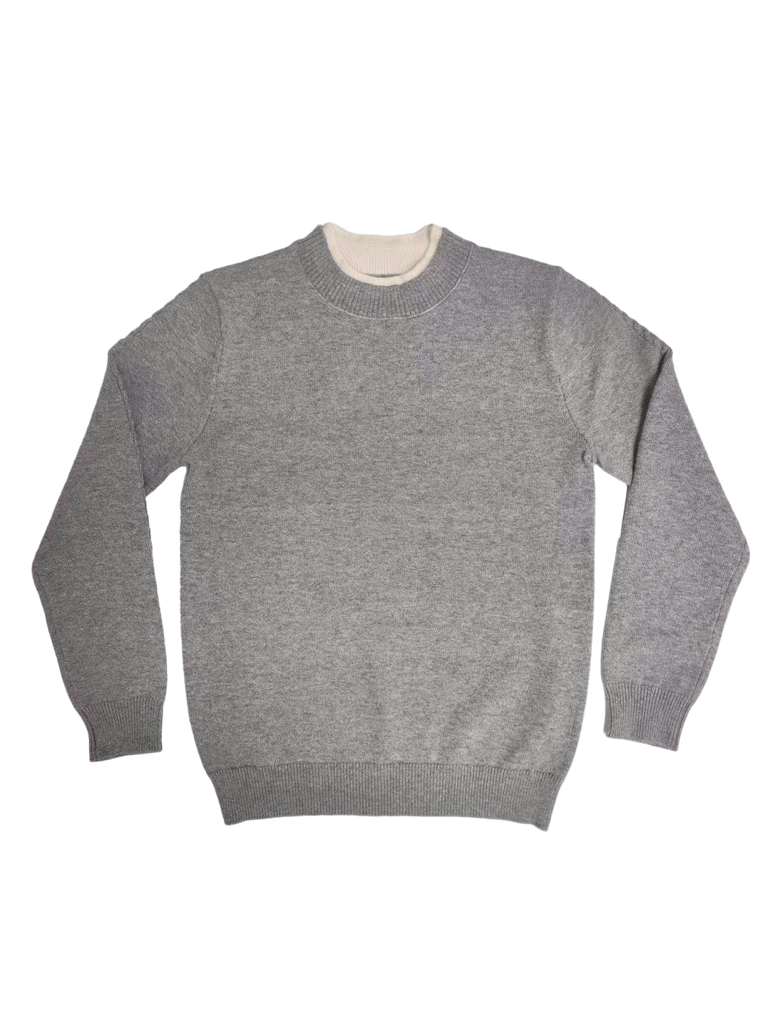 top l/s cable sleeve knit sweater - grey