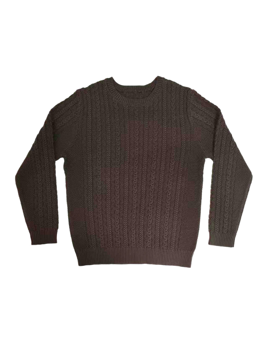 top l/s cable knit sweater - chocolate