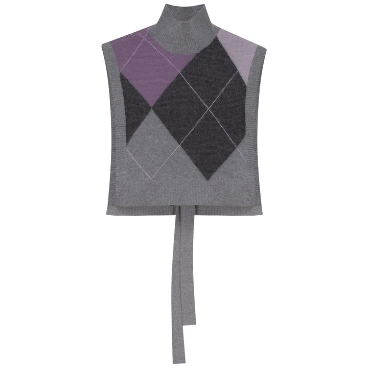 vest argyle tie back - grey/lilac