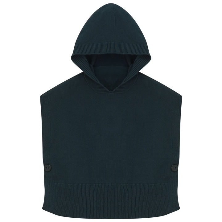 vest knit hooded with side buttons - emerald