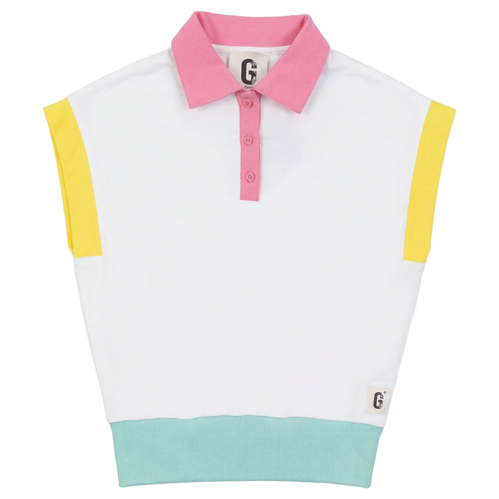 vest color block polo - white