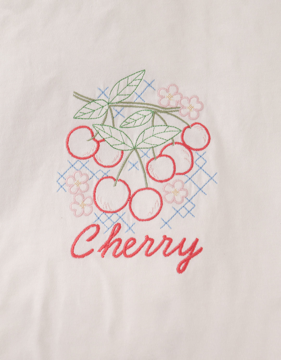 tee s/s embroidered cherry - off white