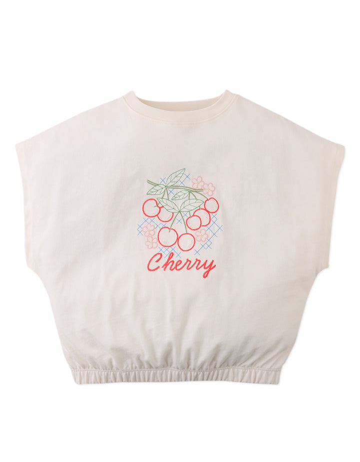 tee s/s embroidered cherry - off white