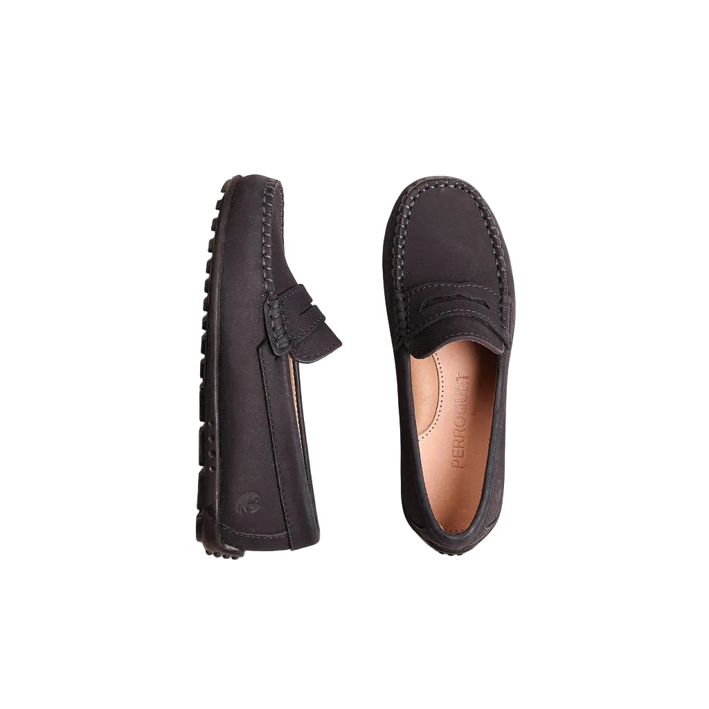 shoes moccasin - black silky leather