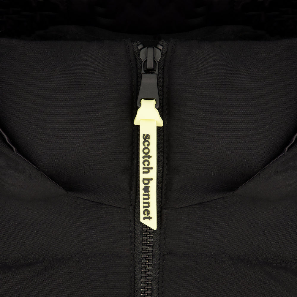 coat canvas bomber style with black fur hood - black/white/black