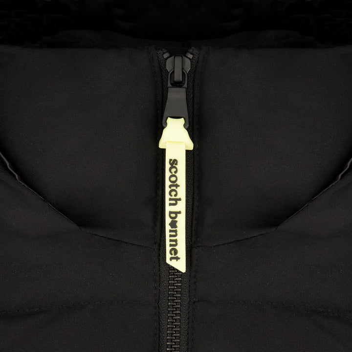 coat canvas bomber style with black fur hood - black/white/black