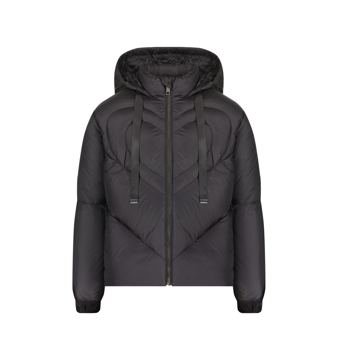 coat padded heart with hood - black
