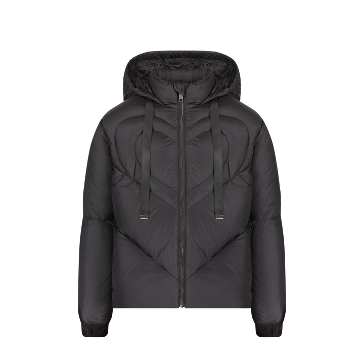 coat padded heart with hood - black