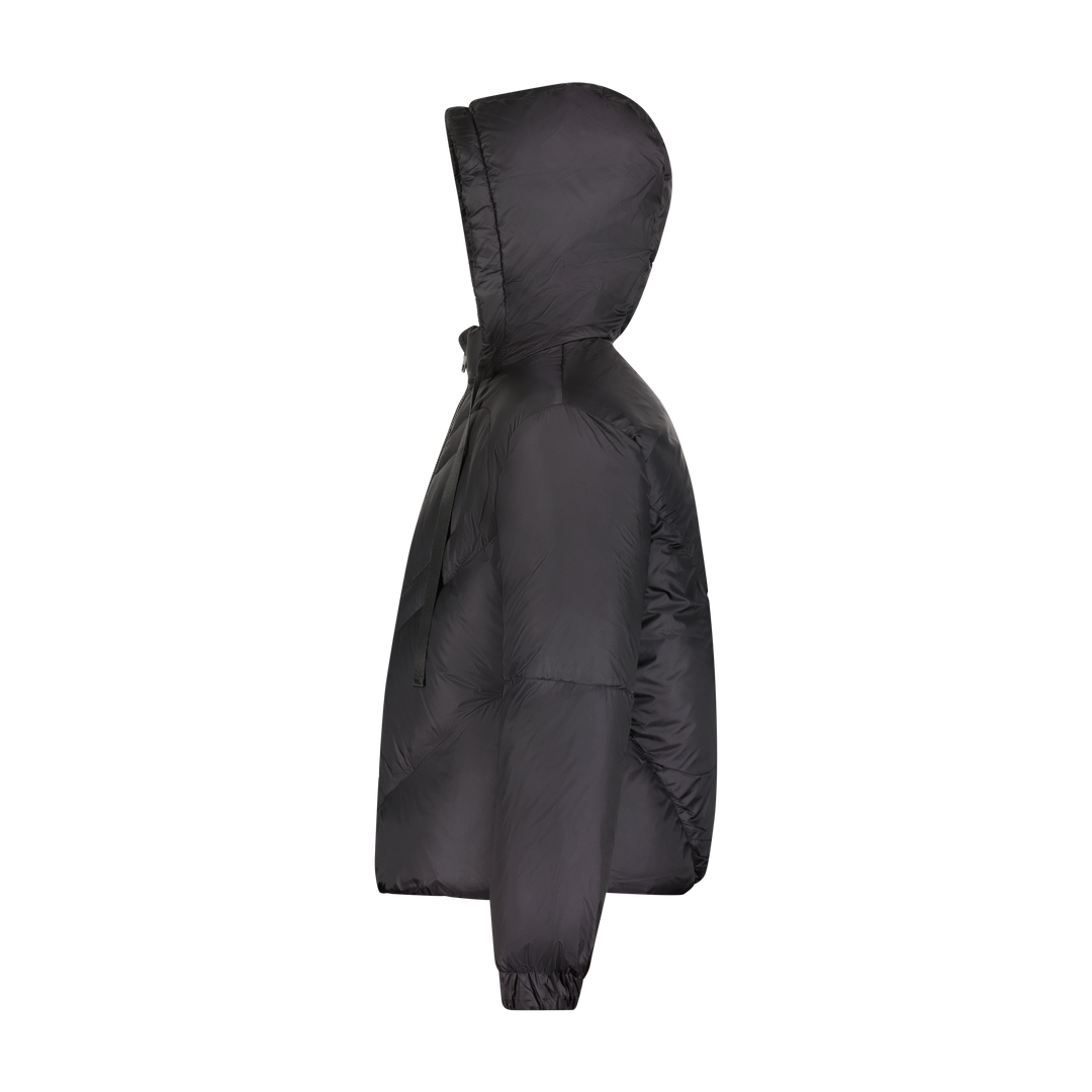 coat padded heart with hood - black