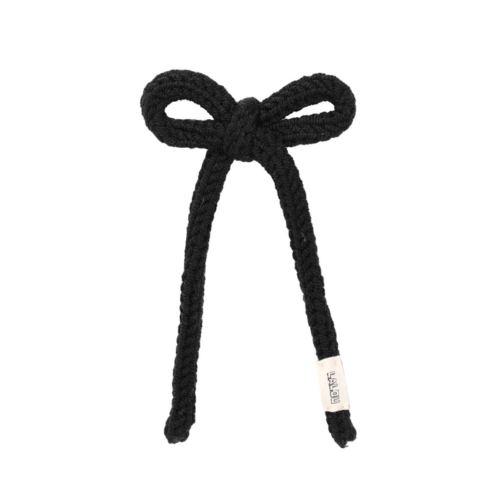 clip hand crochet with bow - black