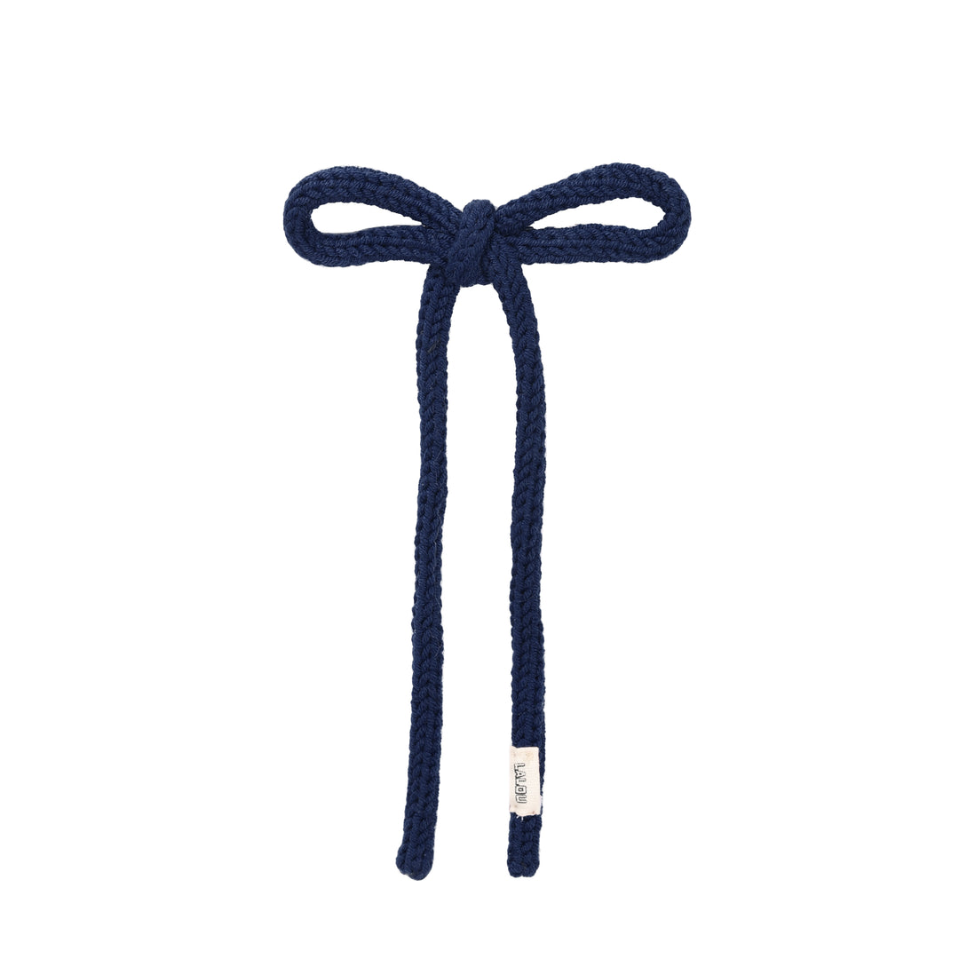 clip hand crochet with bow - navy