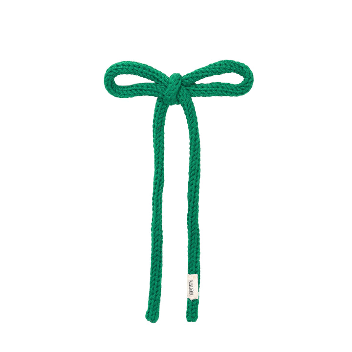 clip hand crochet with bow - bright green