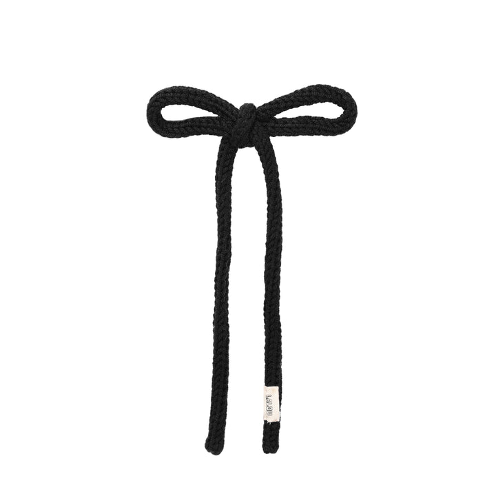 clip hand crochet with bow - black