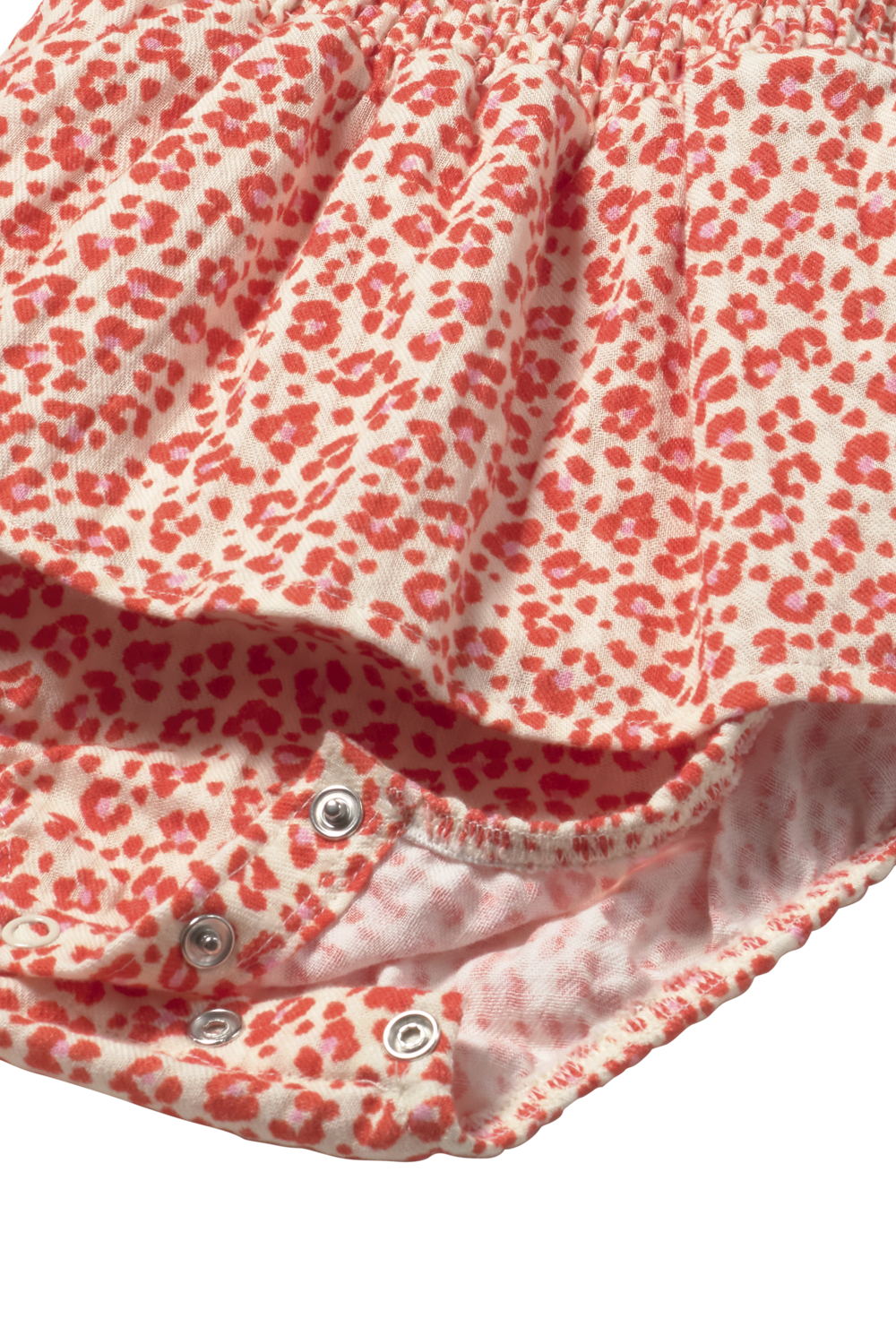 one piece leopard print smocked bubble romper - tomato