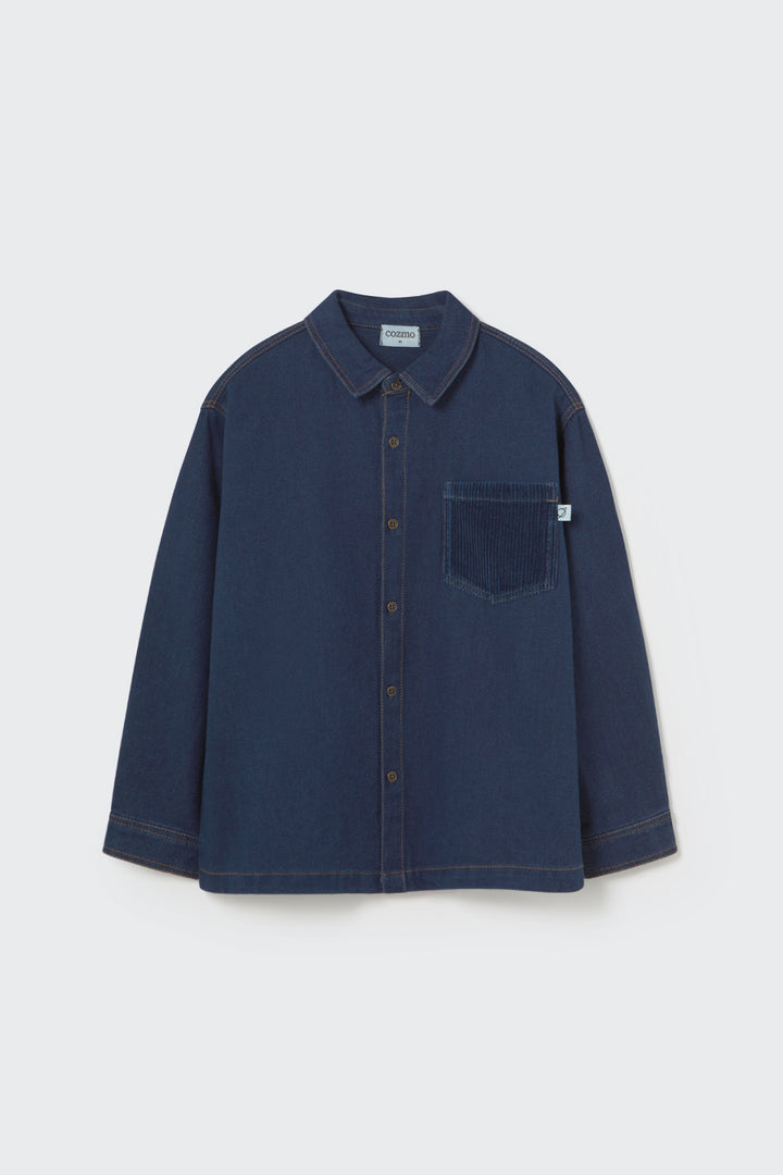 shirt l/s corduroy pocket - denim