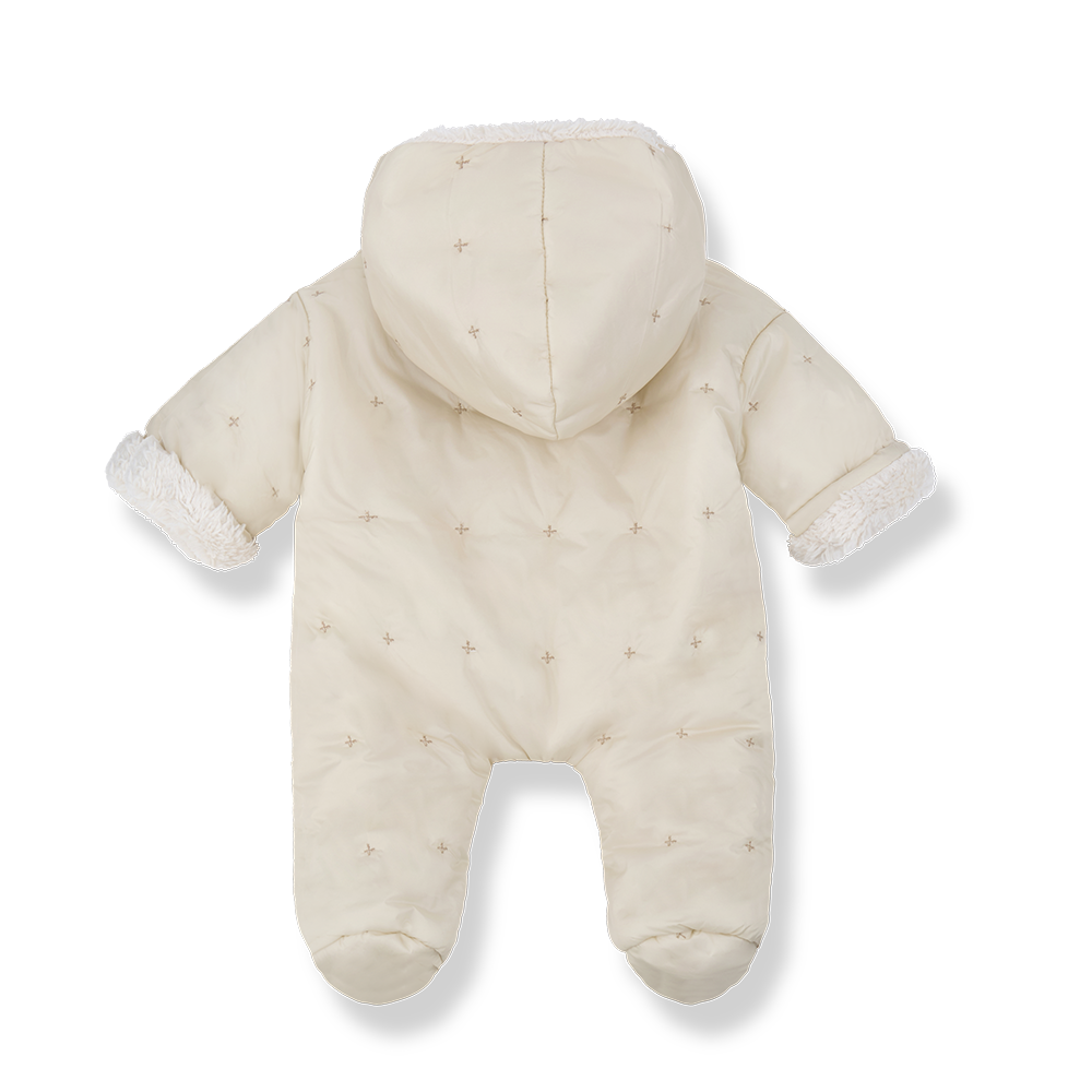 snowsuit padded embroidered wrap sherpa interior - ecru