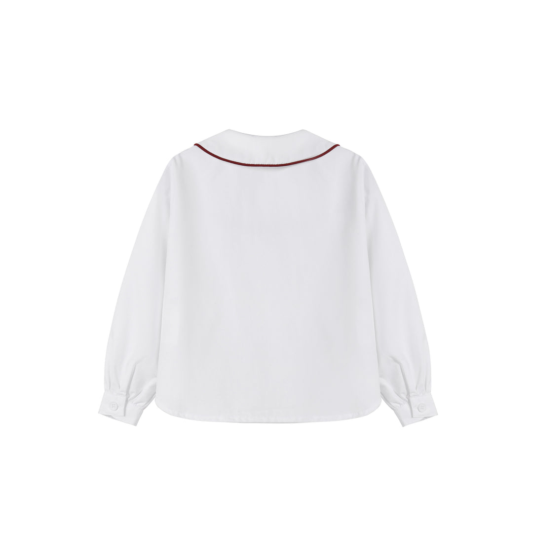 shirt l/s piped blouse - white