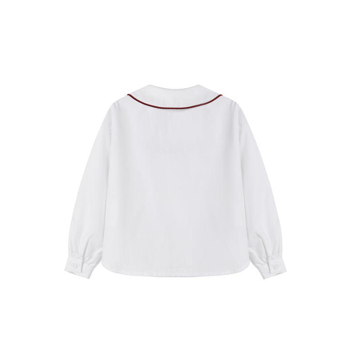 shirt l/s piped blouse - white
