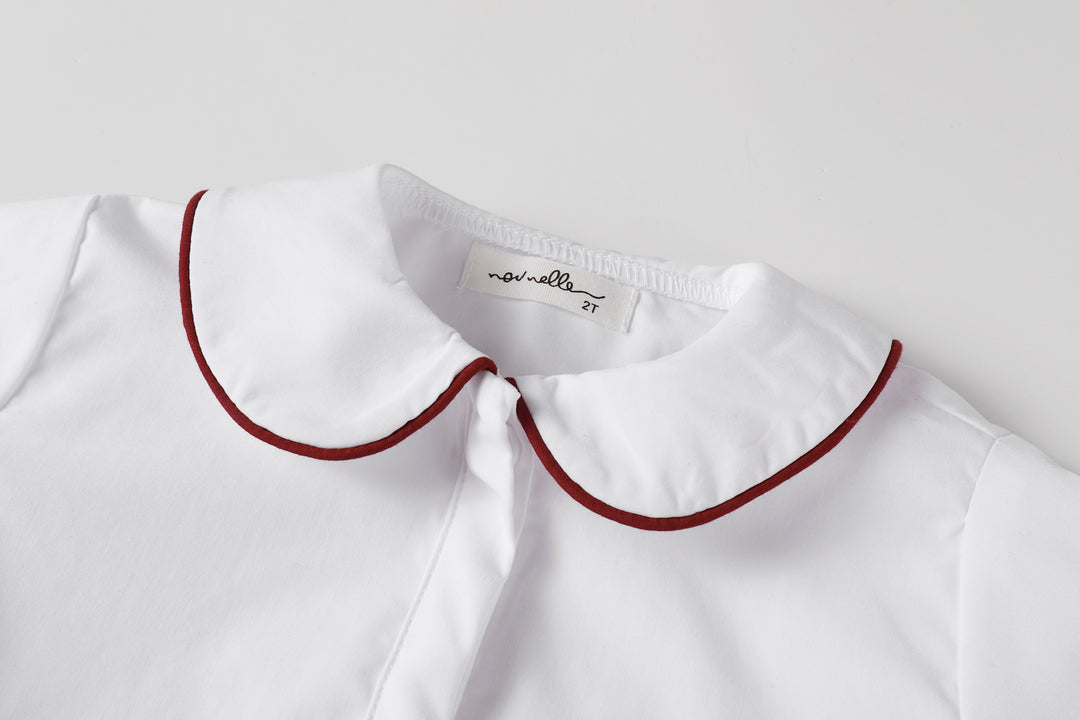 shirt l/s piped blouse - white