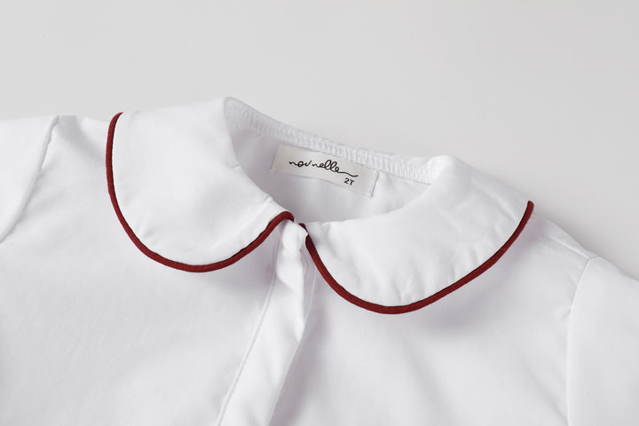 shirt l/s piped blouse - white