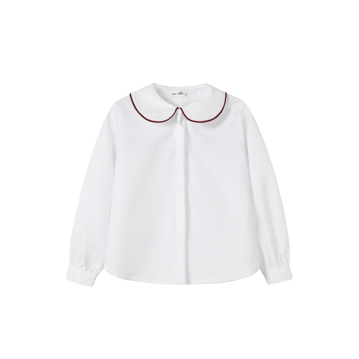 shirt l/s piped blouse - white
