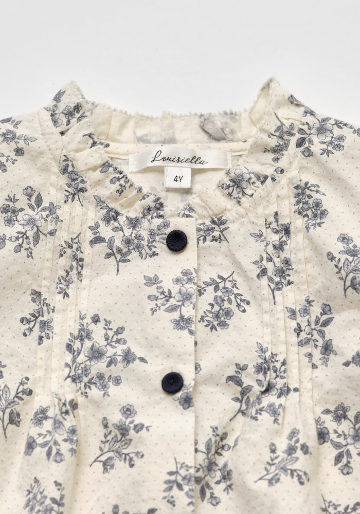 dress corduroy lace trim bib jumper with floral blouse - vintage navy