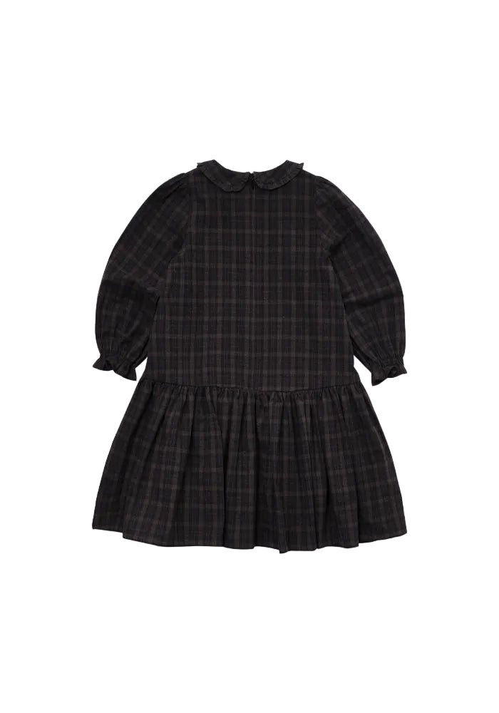 dress plaid frill detail with collar - vintage black