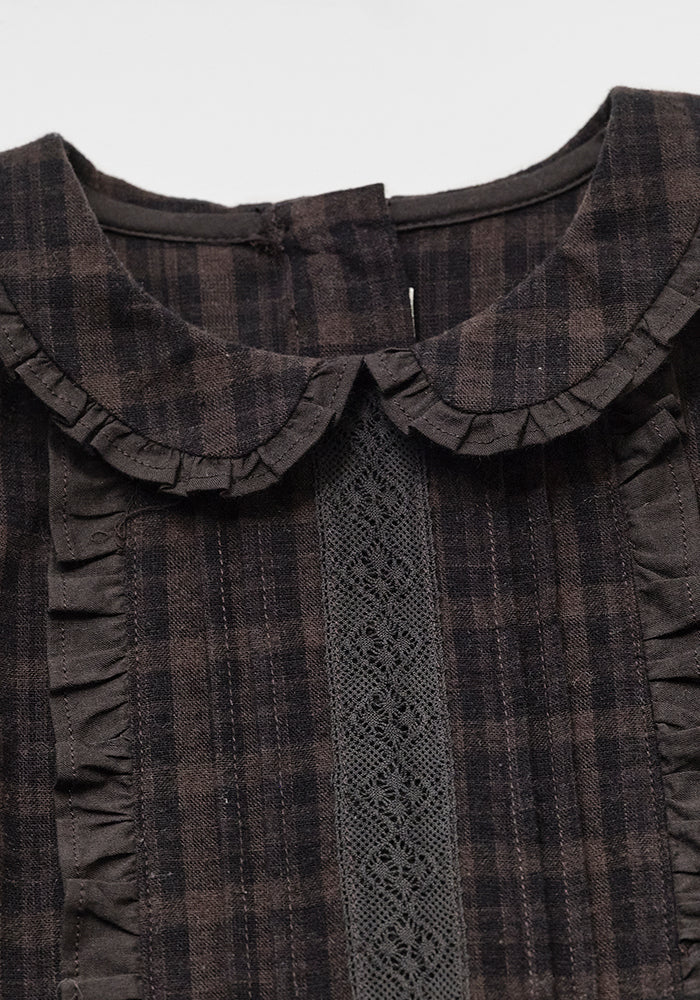 dress plaid frill detail with collar - vintage black