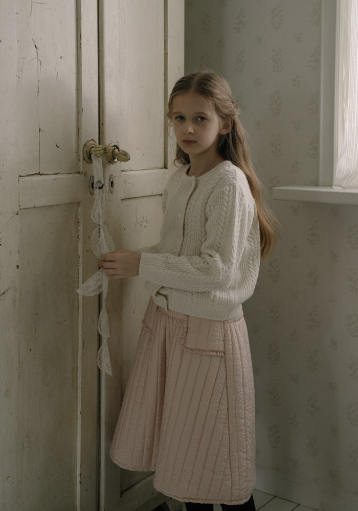 skirt quilted frill pockets - pink