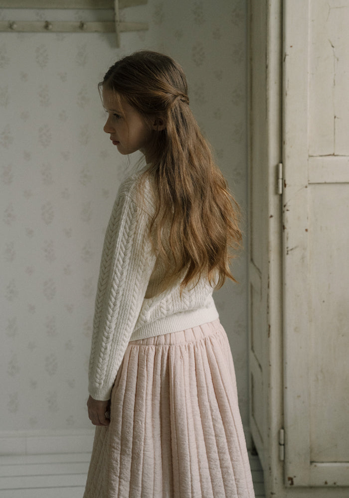 skirt quilted frill pockets - pink