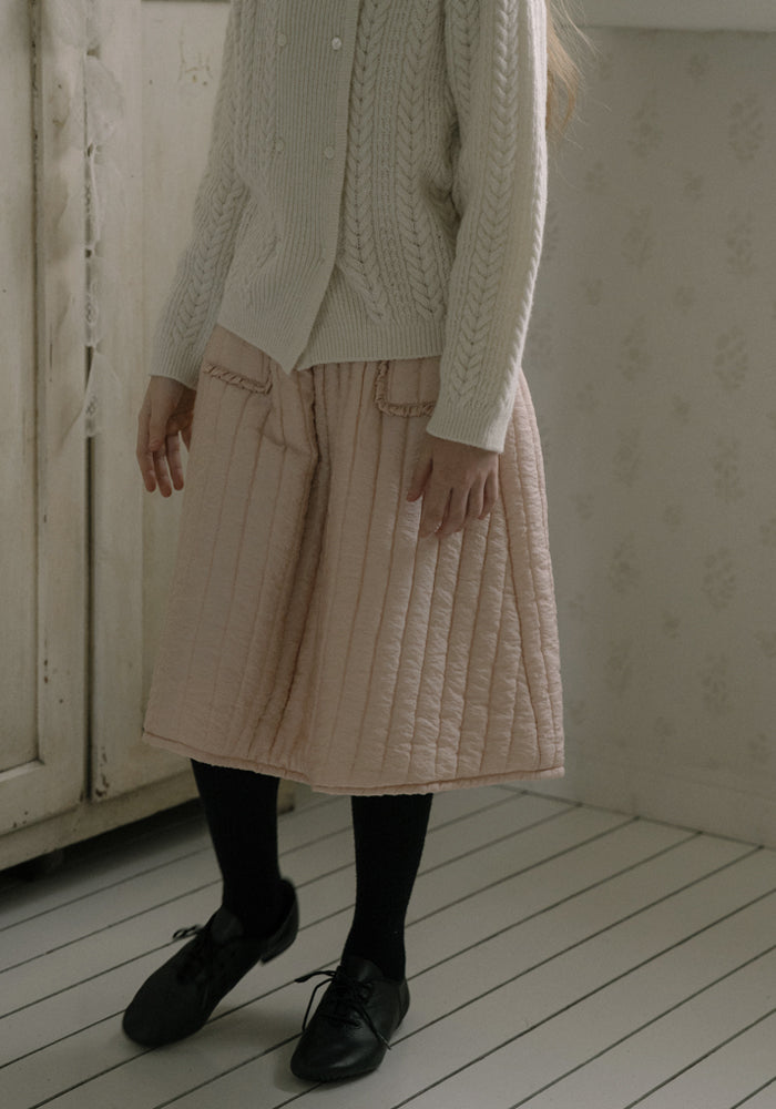 skirt quilted frill pockets - pink
