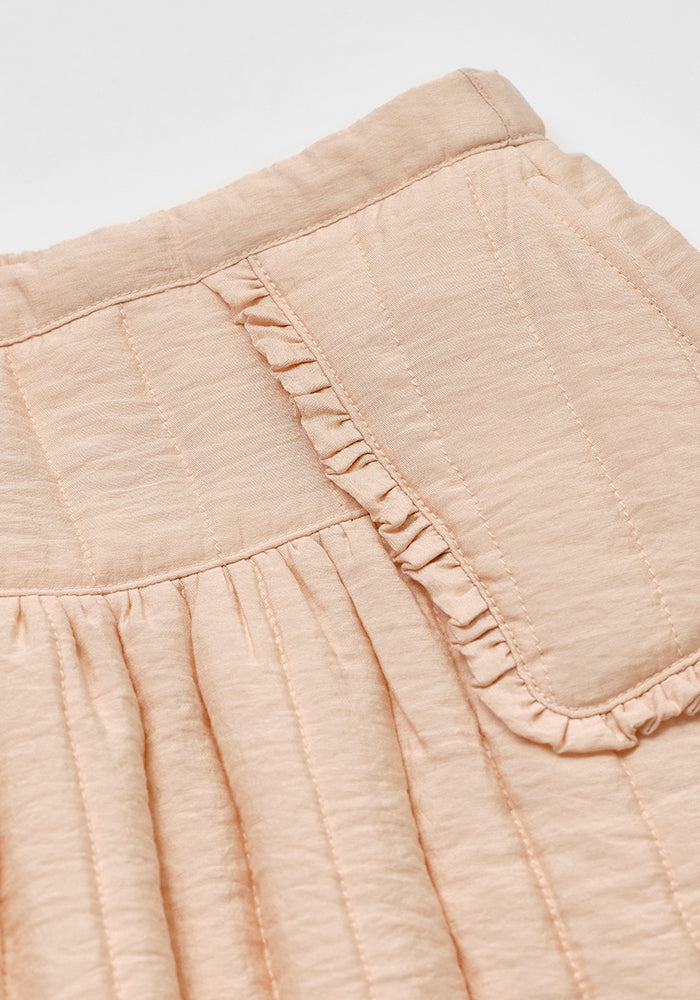 skirt quilted frill pockets - pink