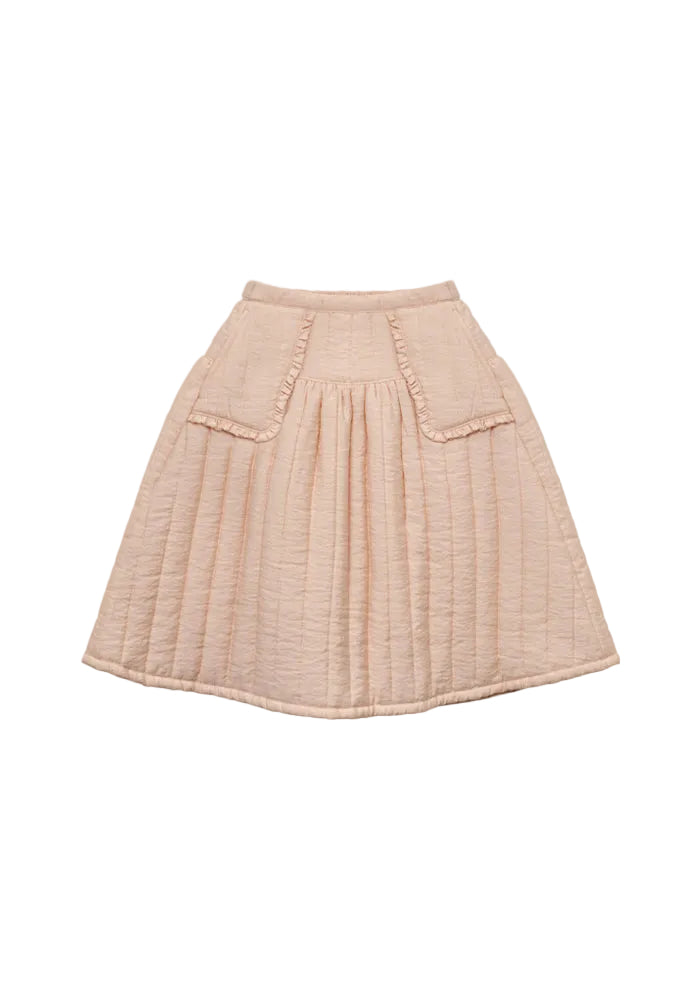 skirt quilted frill pockets - pink
