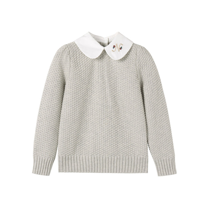 top l/s knit sweater peter pan - grey