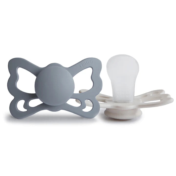 pacifier butterfly anatomical silicone 2 pack - g grey/silver grey