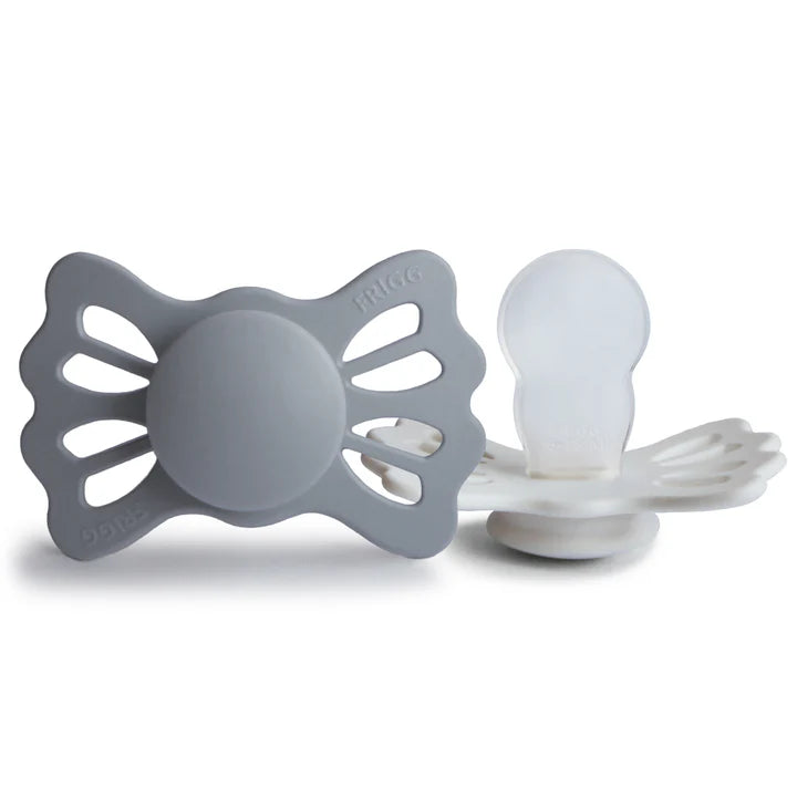 pacifier lucky symmetrical silicone rubber 2 pack - g grey/silver grey