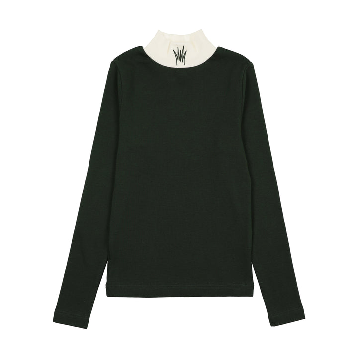 top l/s rib icon flock mockneck - green