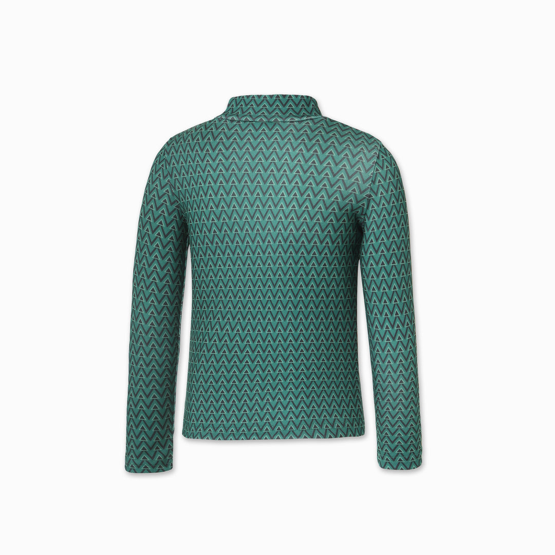 tee l/s geometric print mockneck - green