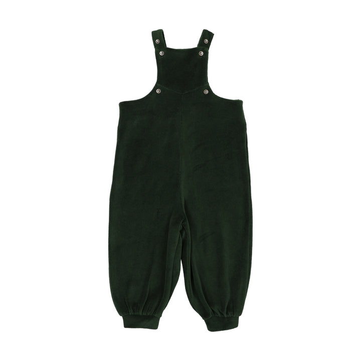 one piece velour overalls and mockneck onesie - green