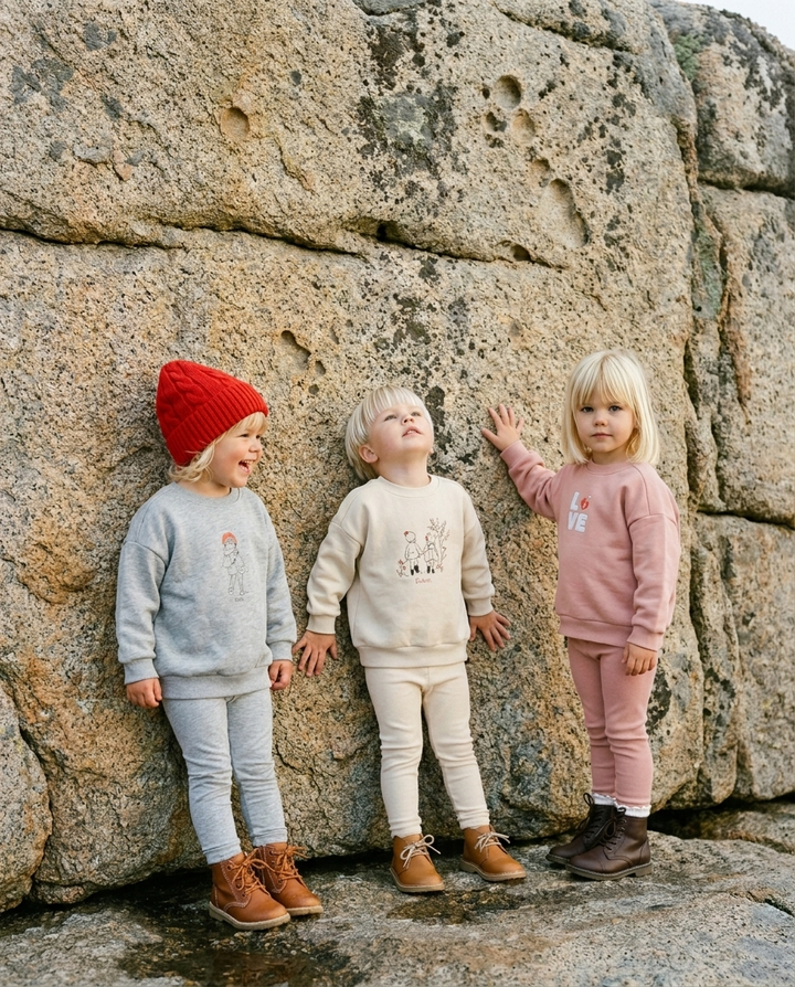 set outfit winter boy top and legging - grey