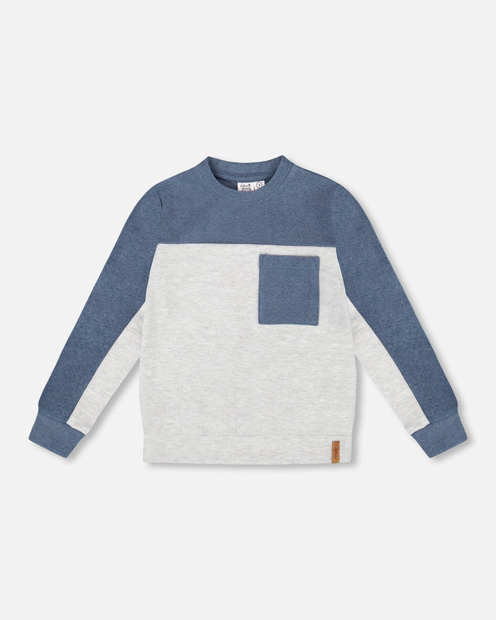 top l/s sweat color block - light grey mix-191