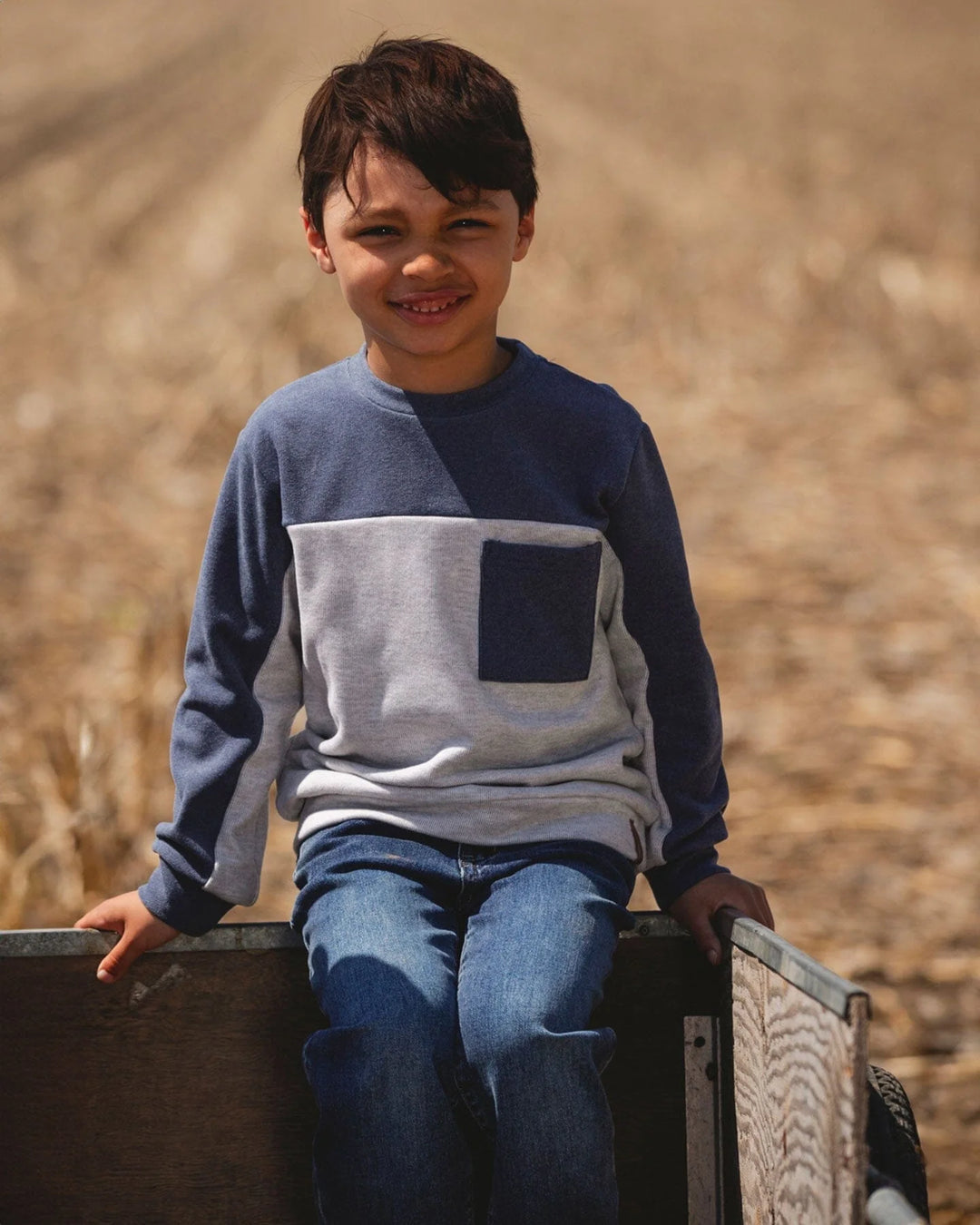 top l/s sweat color block - light grey mix-191