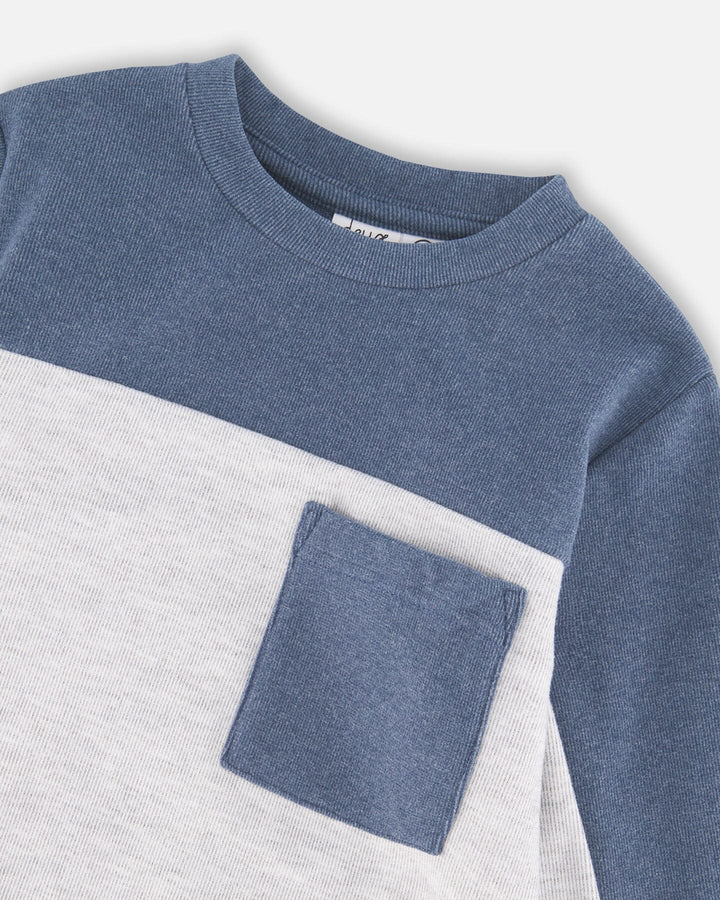 top l/s sweat color block - light grey mix-191