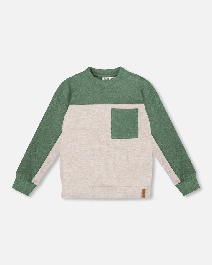 top l/s sweat color block - oatmeal-193