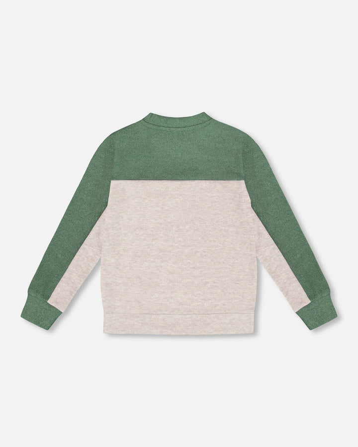 top l/s sweat color block - oatmeal-193
