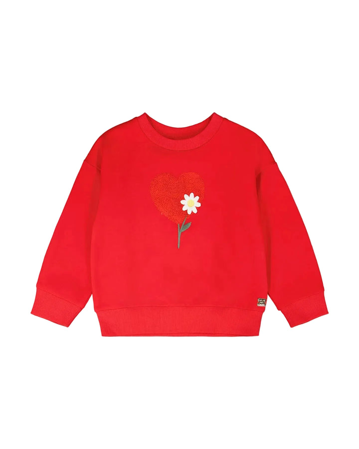 top l/s sherpa heart flower sweatshirt - high risk red-07620