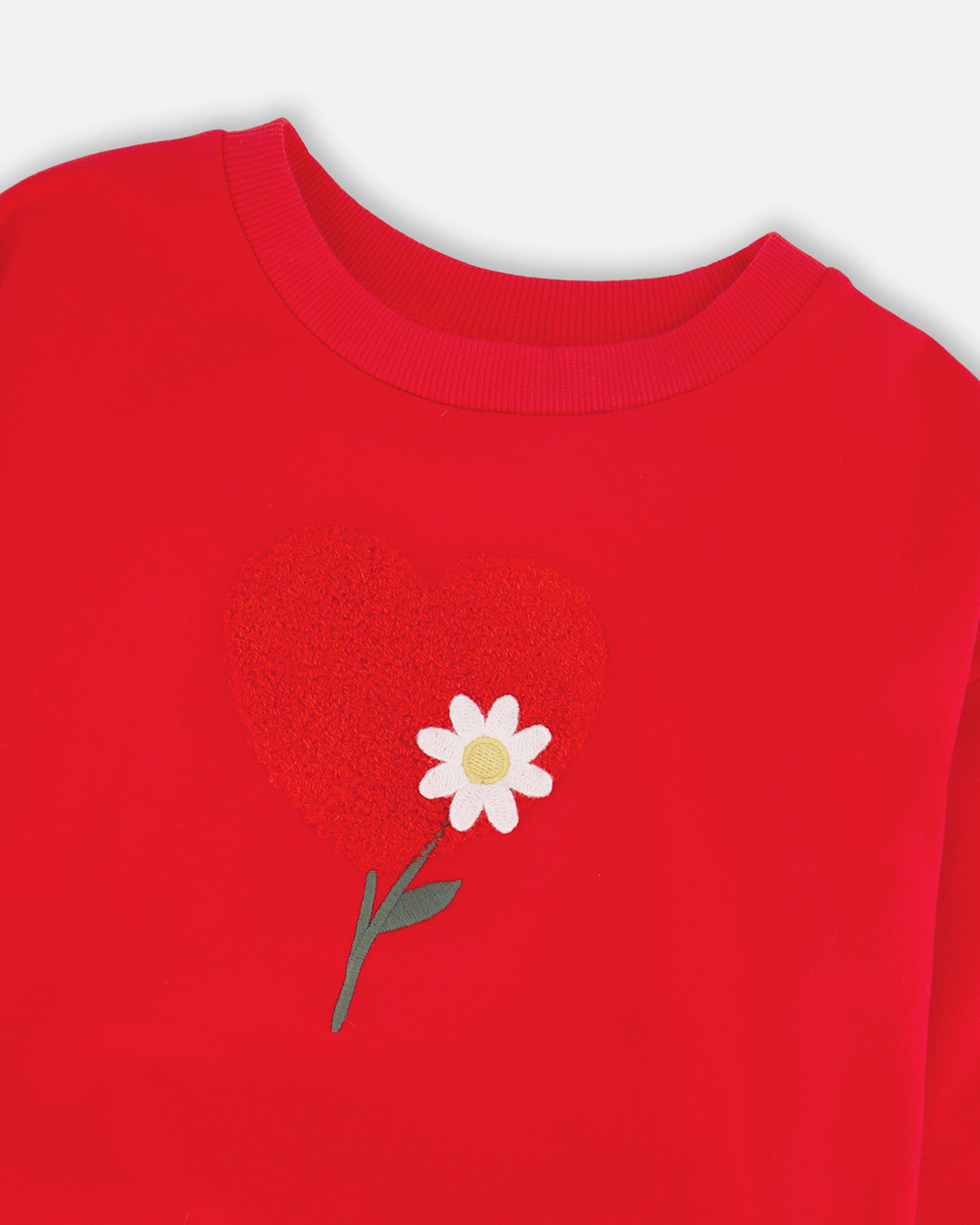 top l/s sherpa heart flower sweatshirt - high risk red-07620
