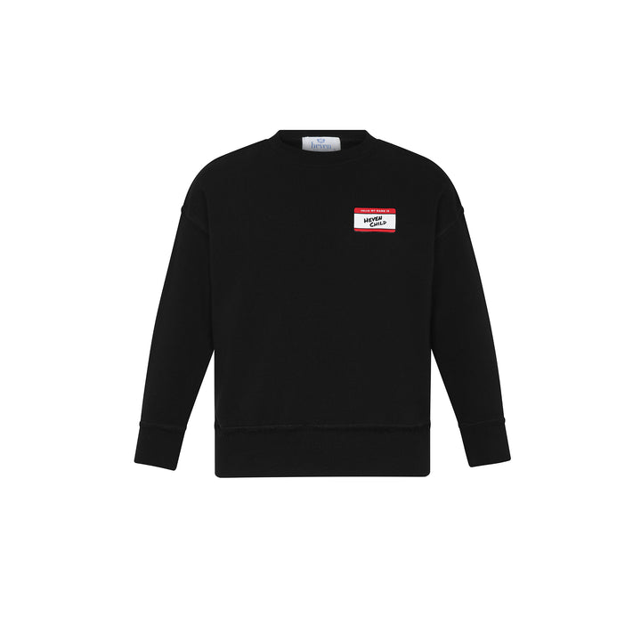 top l/s hello tag sweatshirt - black